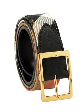 Burberry Reversible30 Housecheck Leather/Canvas Signature Print Belt US 30 IT 75